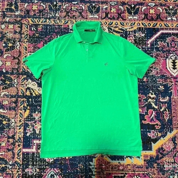 RLX Ralph Lauren Polo Shirt Mens Large Green Solid 100% Polyester Golf - Picture 1 of 2